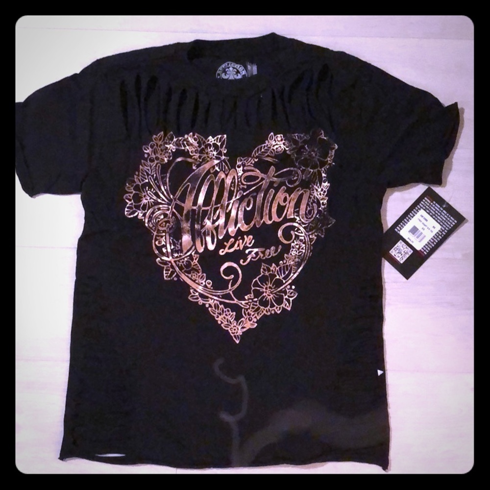 Black short sleeve shirt Affliction Sz XS